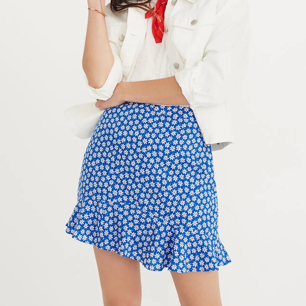 Madewell Blue Floral Skirt